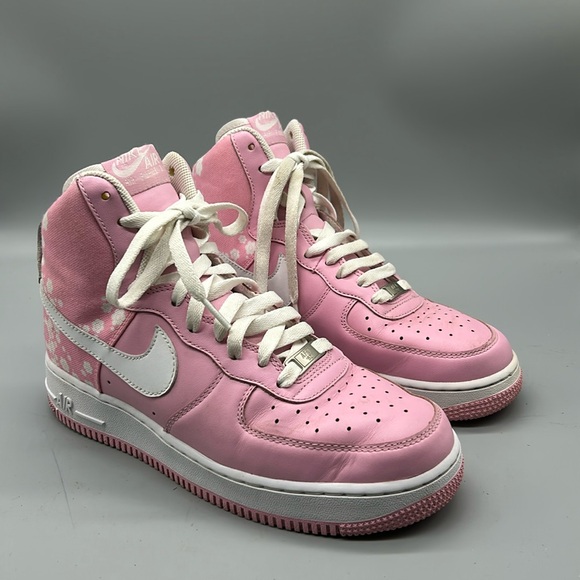Nike Air Force 1 Perfect Pink White Floral High Top Sneakers 334031-611 Size 9 - Picture 2 of 11